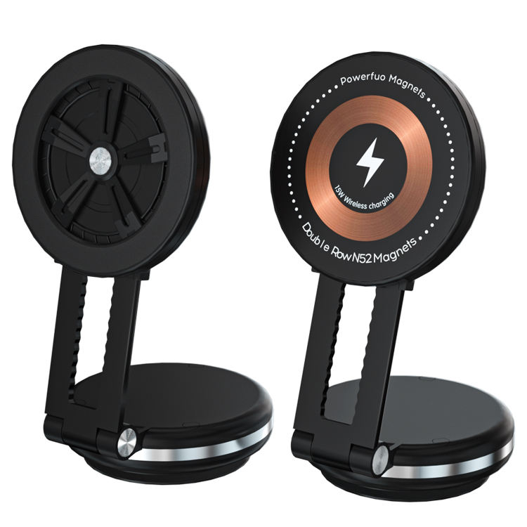 HCI Foldable Suction Cup Car Holder 15W Wireless Charger Magnetic Phone Mount S12/S13 | ajfpt.com